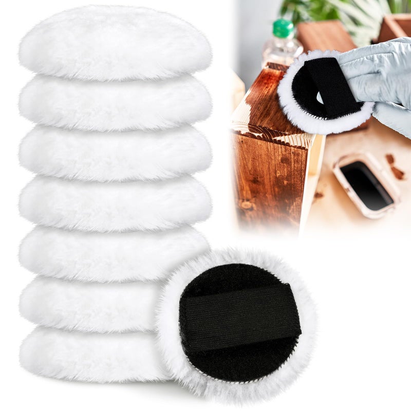 DaisyInner Lambswool Stain Pad 4 Inch Wood Stain Applicator Pads No Waste Reusable Lambswool Wax Applicator Staining Pads for Wood for Latex Oil Based Finishes Paints Buffing polishing (8 Pcs) - Image 1